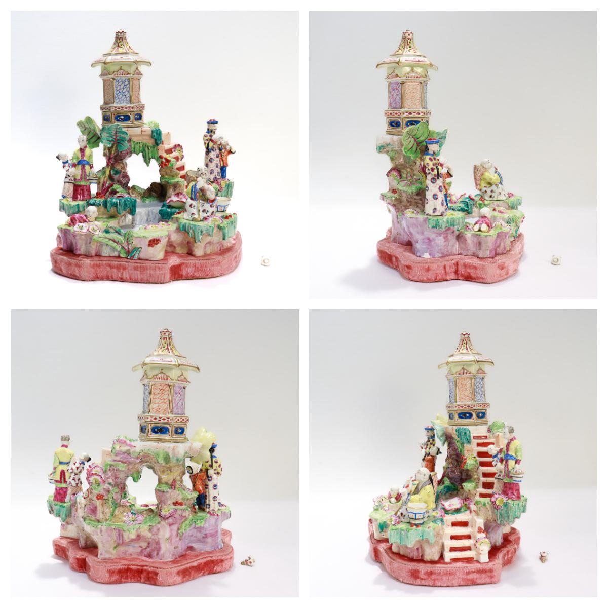 Cineserie Antico centrotavola in porcellana Old Paris / Vieux Porcelain Figural Chinoiserie in vendita