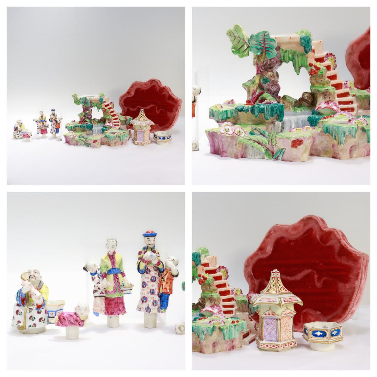 Antico centrotavola in porcellana Old Paris / Vieux Porcelain Figural Chinoiserie In condizioni discrete in vendita a Philadelphia, PA