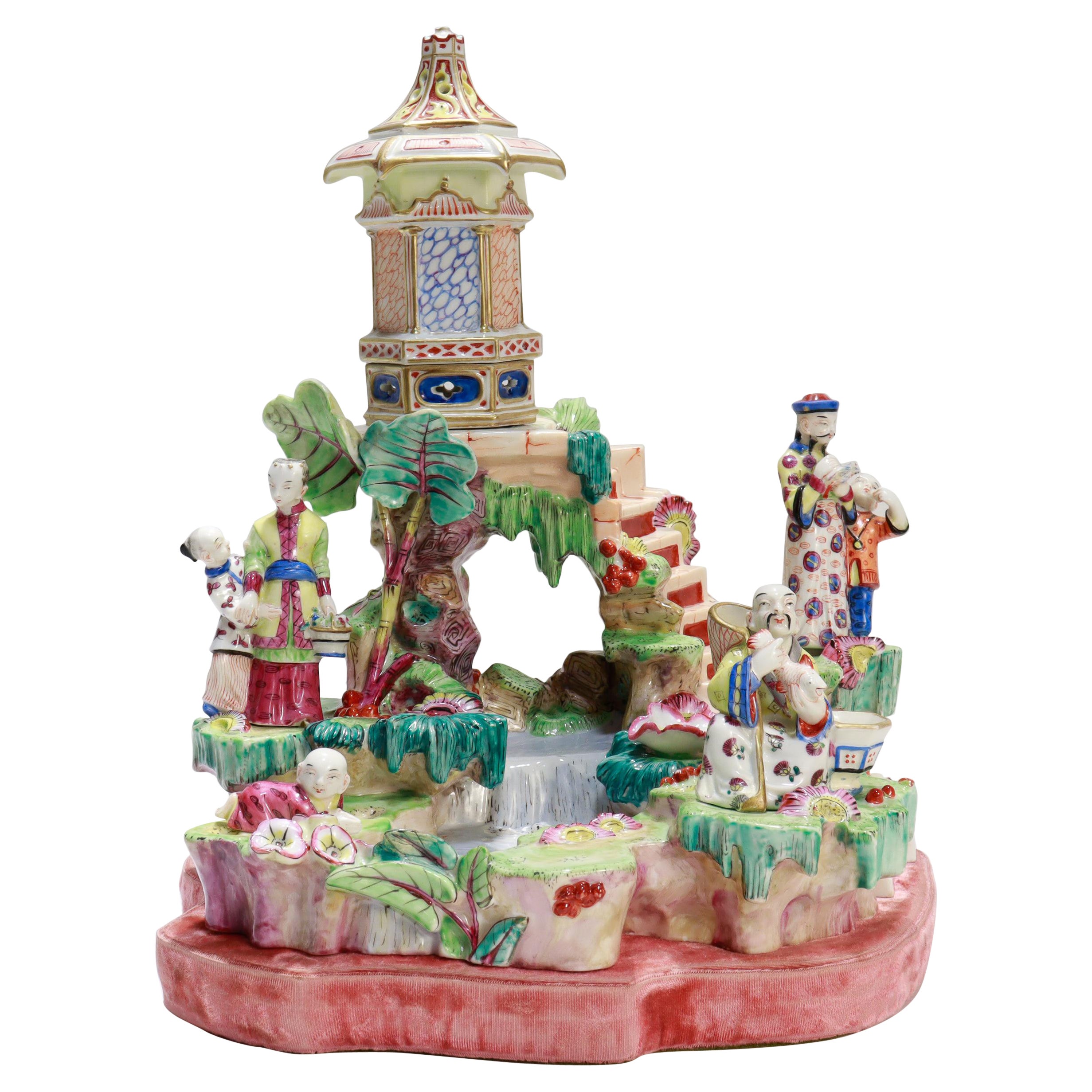 Antico centrotavola in porcellana Old Paris / Vieux Porcelain Figural Chinoiserie in vendita