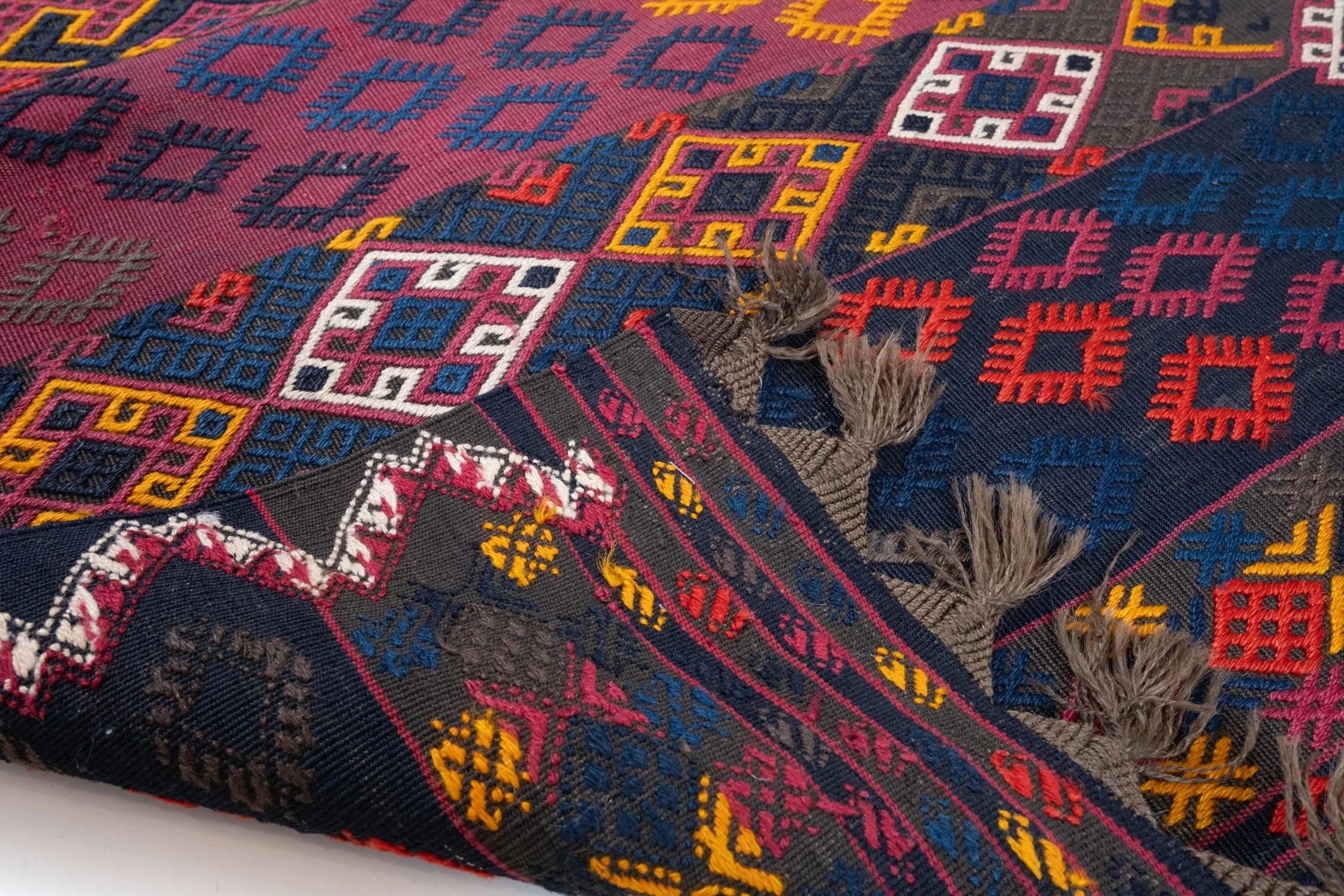 Antiguo Reyhanli Cecim Jijim Kilim Anatolia Oriental Alfombra turca Alfombra de lana Tejido a mano en venta
