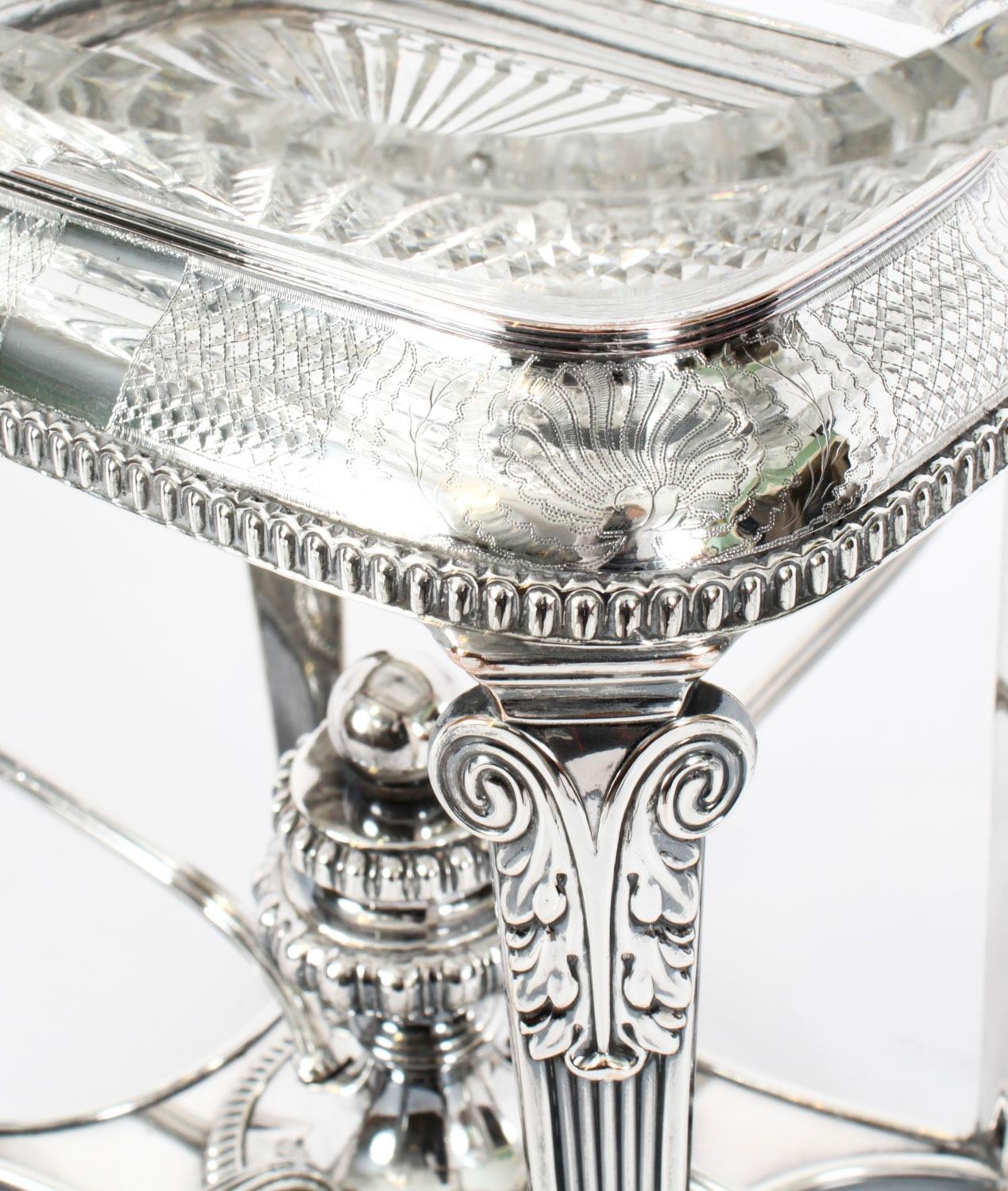 Centro de mesa antiguo de Sheffield de cristal tallado C1820 Siglo XIX en venta 5