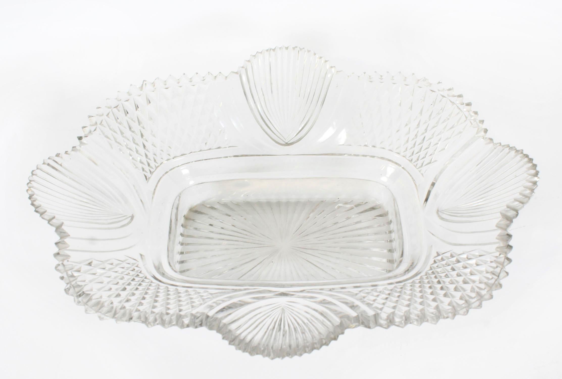 Centro de mesa antiguo de Sheffield de cristal tallado C1820 Siglo XIX en venta 9
