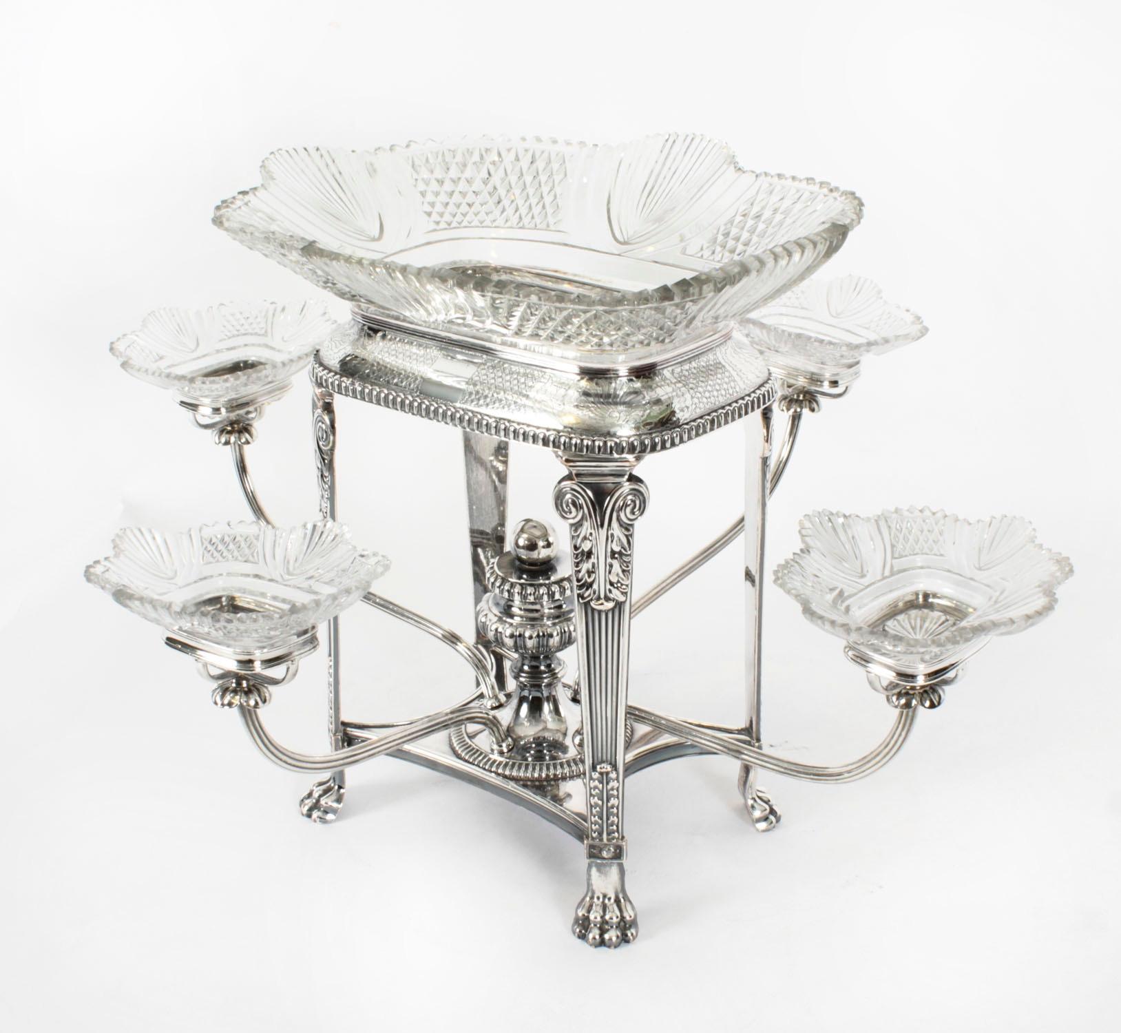 Centro de mesa antiguo de Sheffield de cristal tallado C1820 Siglo XIX en Bueno estado para la venta en London, GB