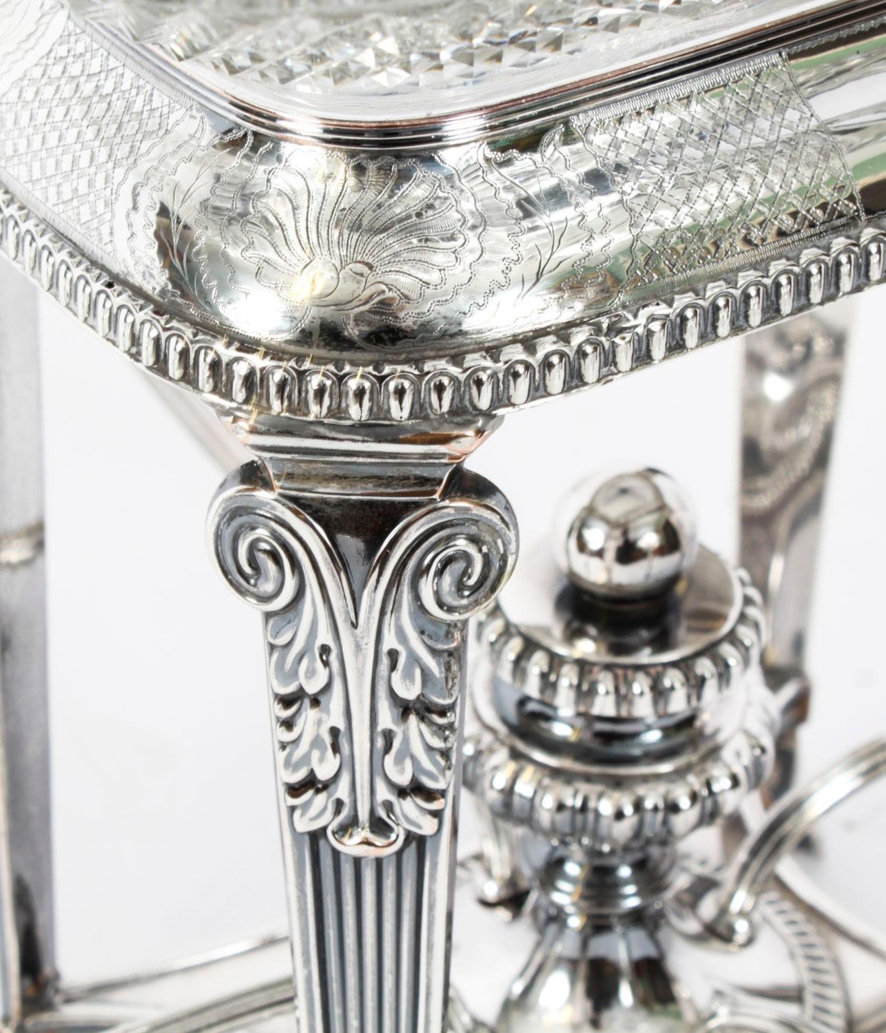 Centro de mesa antiguo de Sheffield de cristal tallado C1820 Siglo XIX principios del siglo XIX en venta