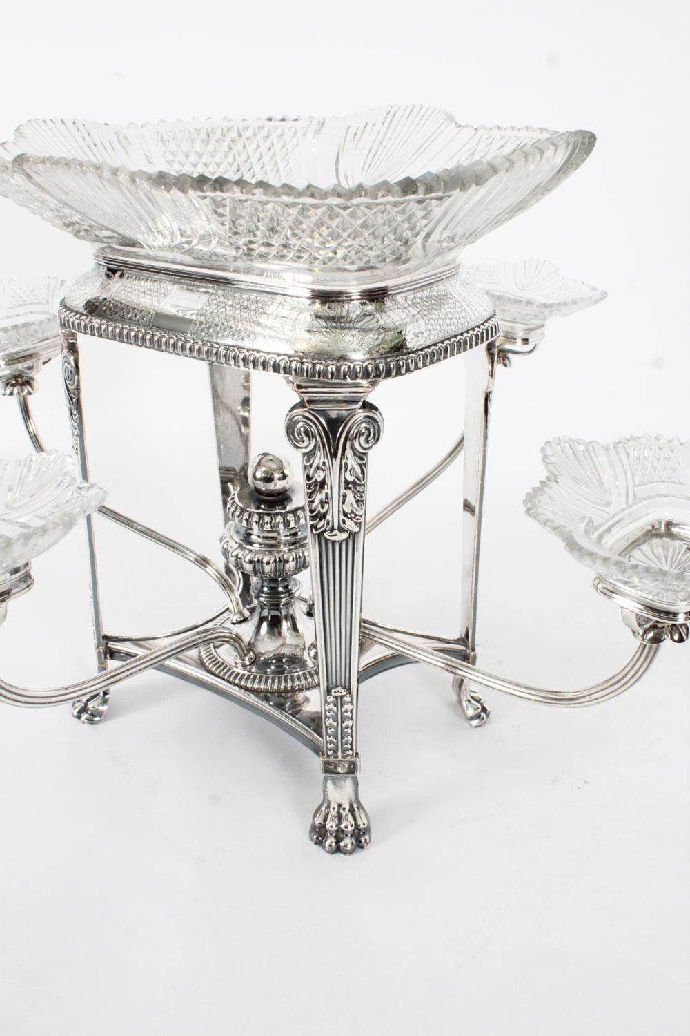 Centro de mesa antiguo de Sheffield de cristal tallado C1820 Siglo XIX en venta 4