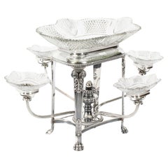 Centro de mesa antiguo de Sheffield de cristal tallado C1820 Siglo XIX