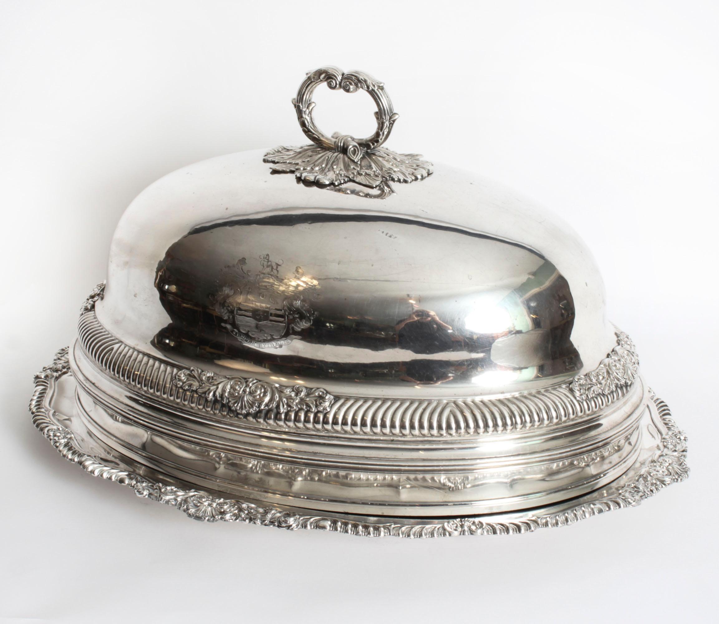 Antike alte Sheffield Platte Oval Rindfleisch Hirsch Terrine & gewölbte Abdeckung C 1810 (Englisch) im Angebot