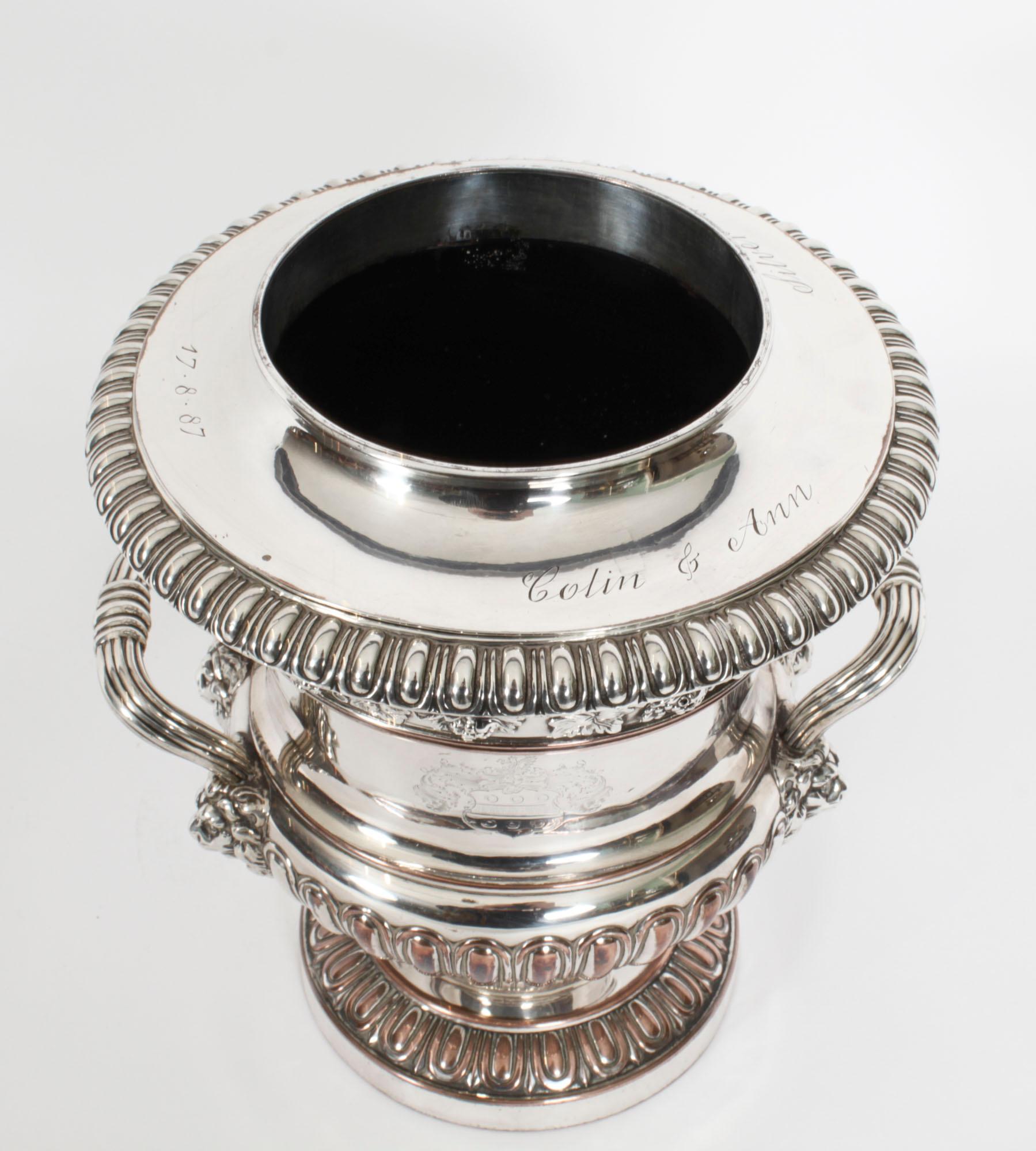 Antique Old Sheffield Plate Regency Wine Cooler, 19th Century In Good Condition For Sale In London, GB