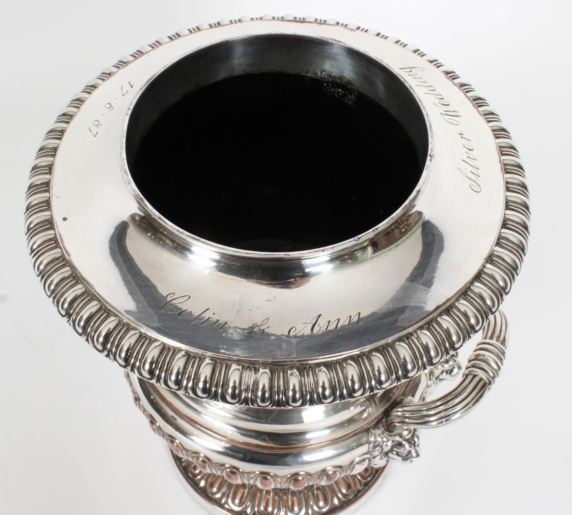 Early 19th Century Antique Old Sheffield Plate Regency Wine Cooler, 19th Century For Sale