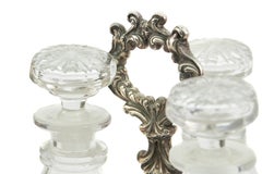 Antique Old Sheffield Plate Three Bottle Decanter Cruet