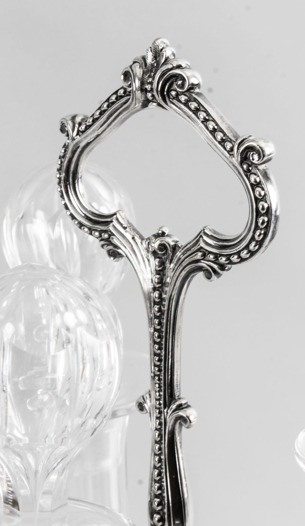 Mid-19th Century Antique Old Sheffield Silver Plate Decanter Stand Tantalus, 19th Century