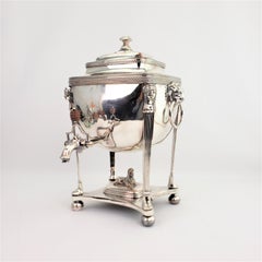 Antique Old Sheffield Silver Plated Hot Water Server with Egyptian Revival Decor