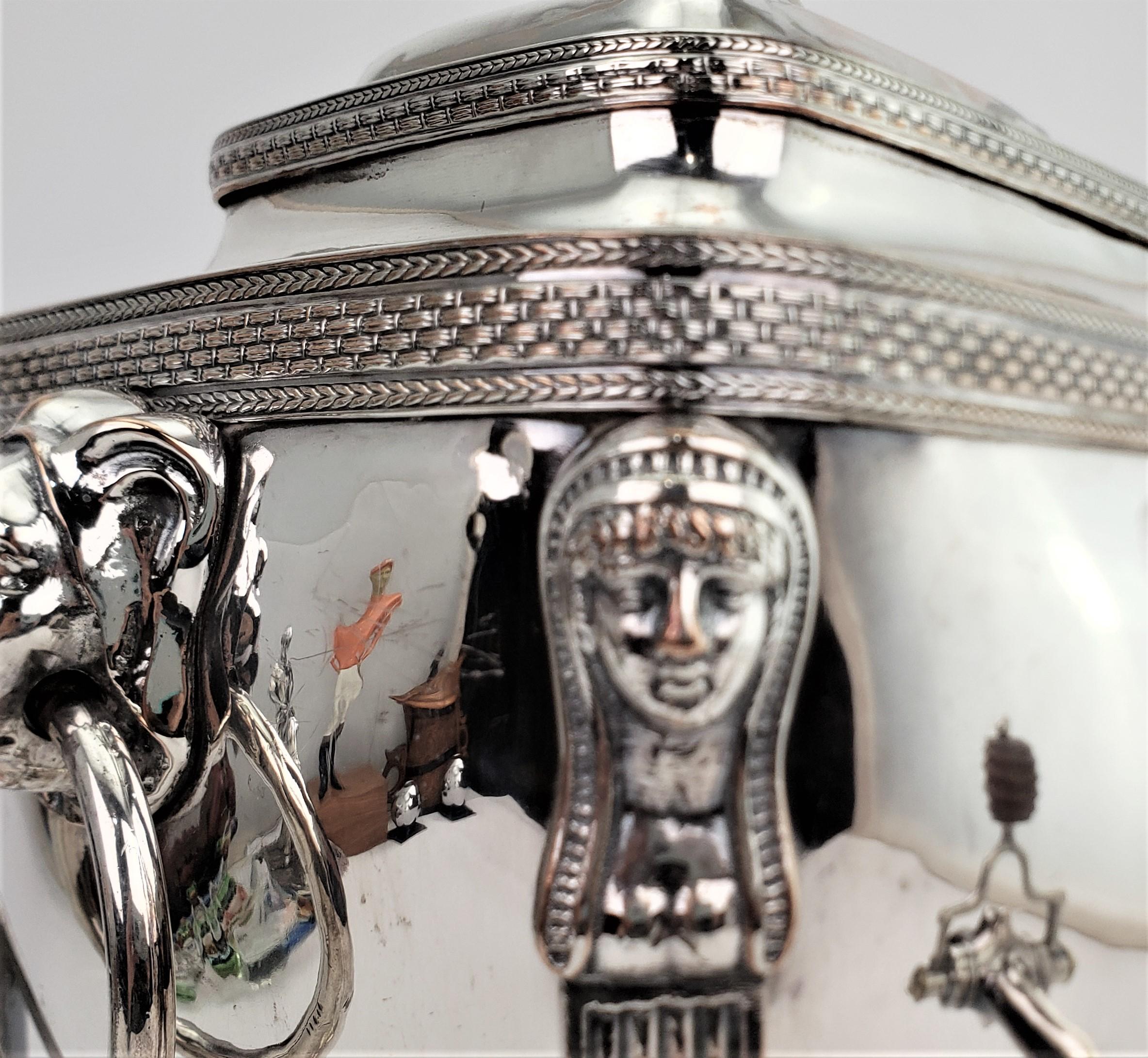 Antique Old Sheffield Silver Plated Hot Water Server with Egyptian Revival Decor 3