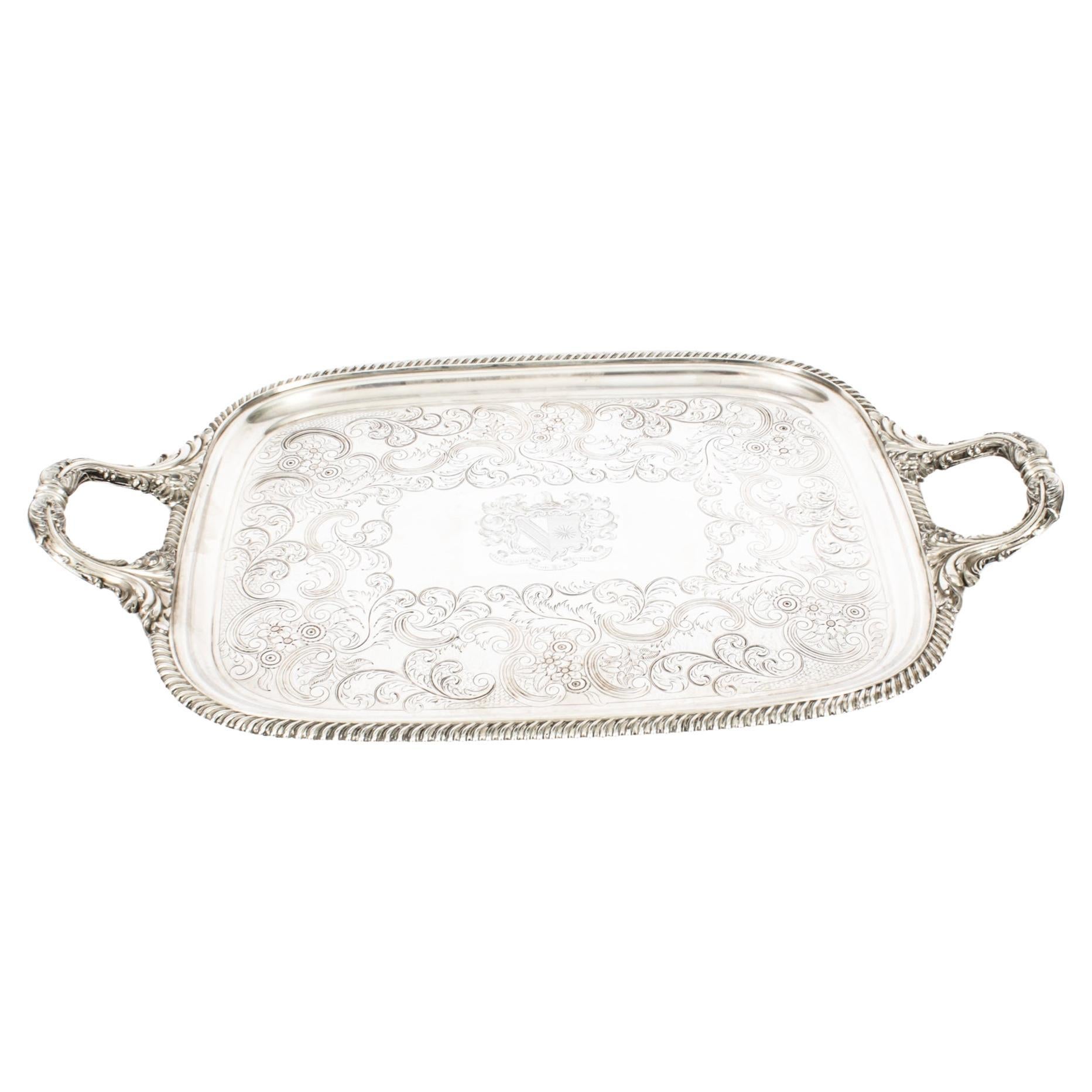 Antiguo Sheffield Bandeja plateada Jorge III 1780s
