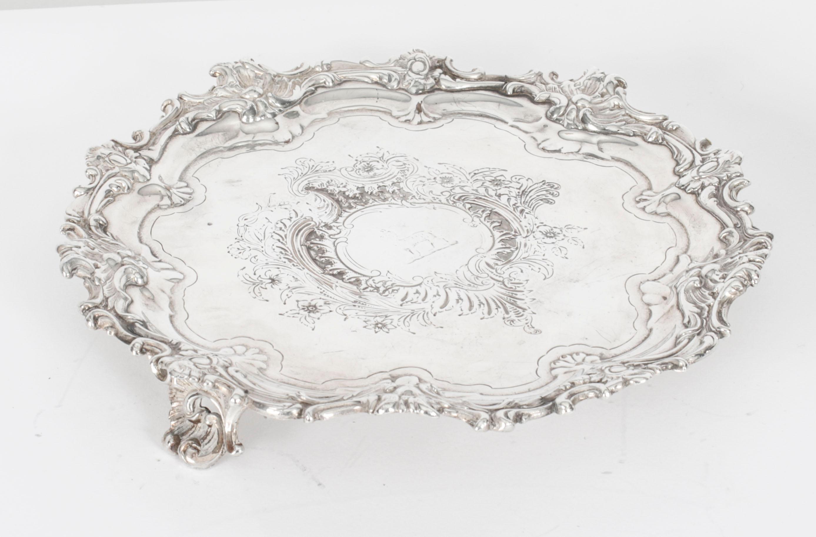 Antique Old Shefield Silver Plated Salver by Smith, Tate, Nicholson 19th Century For Sale 4