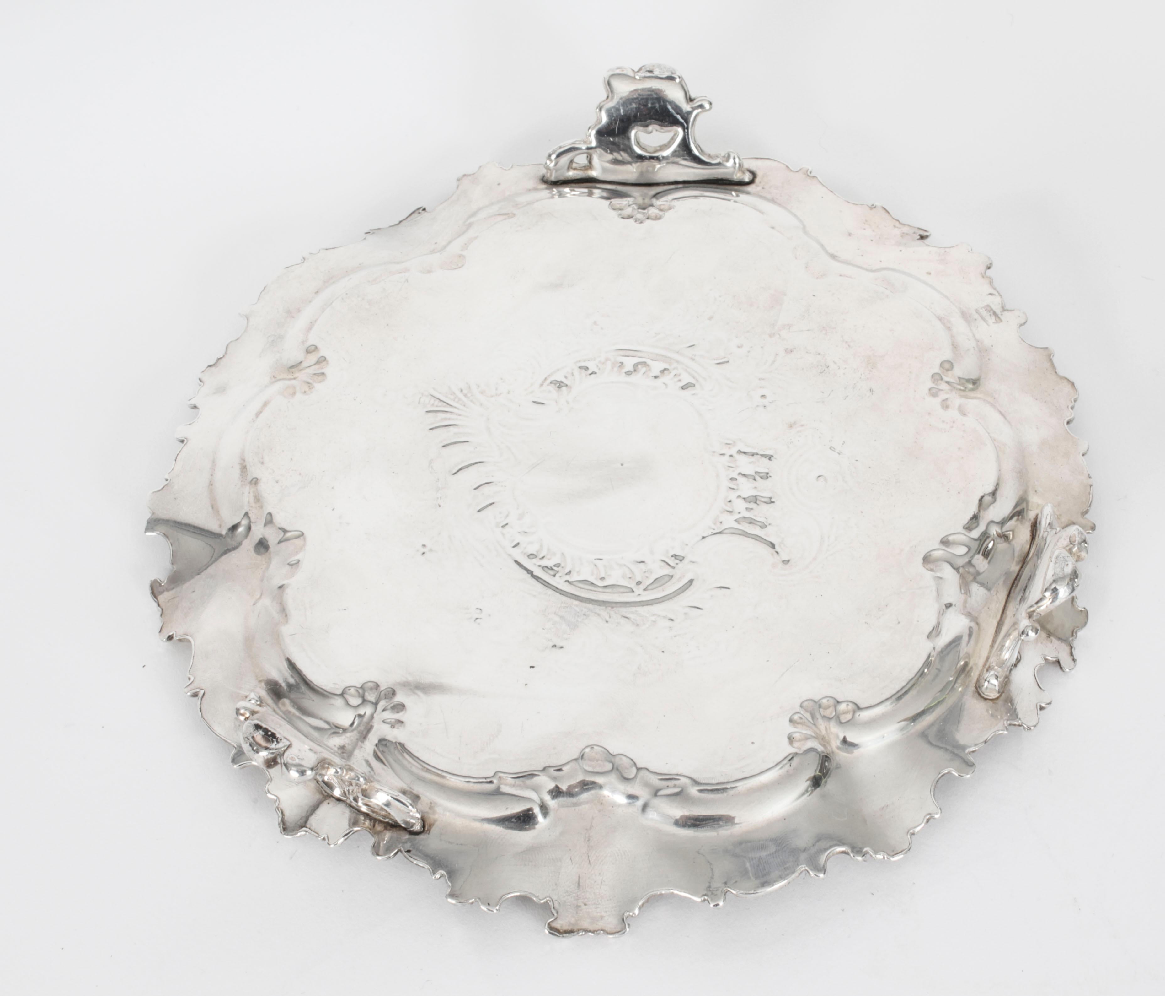Antique Old Shefield Silver Plated Salver by Smith, Tate, Nicholson 19th Century For Sale 2
