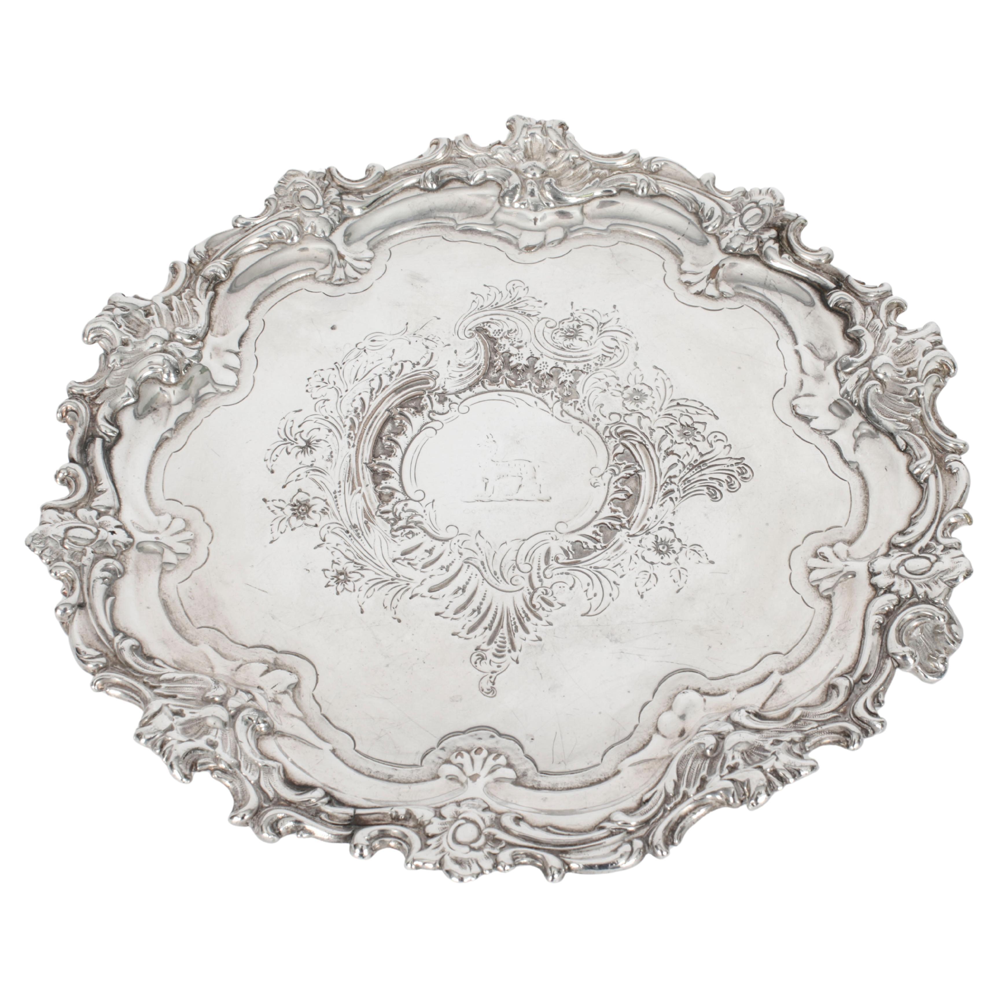 Antique Old Shefield Silver Plated Salver by Smith, Tate, Nicholson 19th Century For Sale