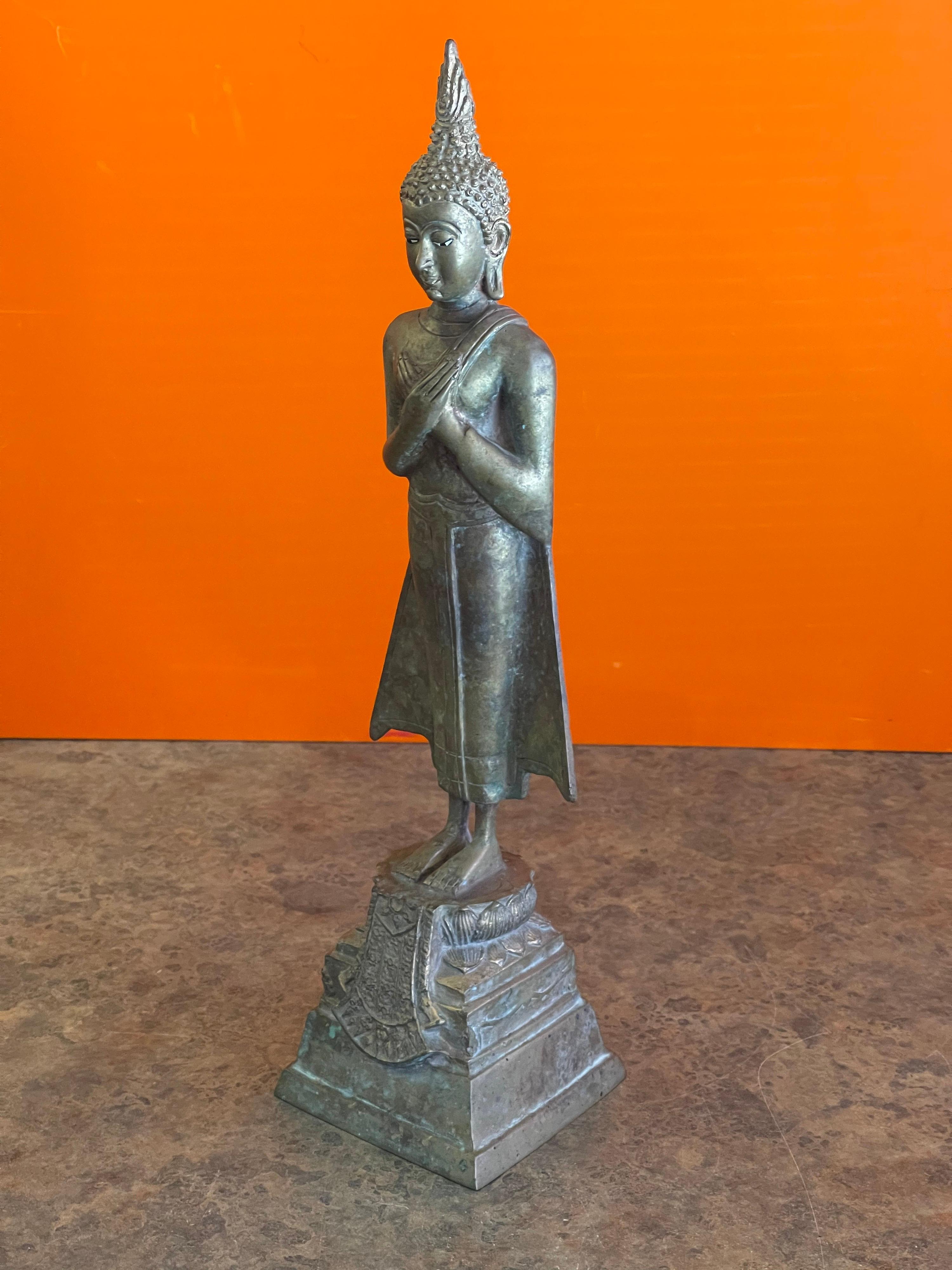Antiker antiker Ayuttaya-Buddha aus gegossener Bronze aus altem Siam / Thai im Angebot 8