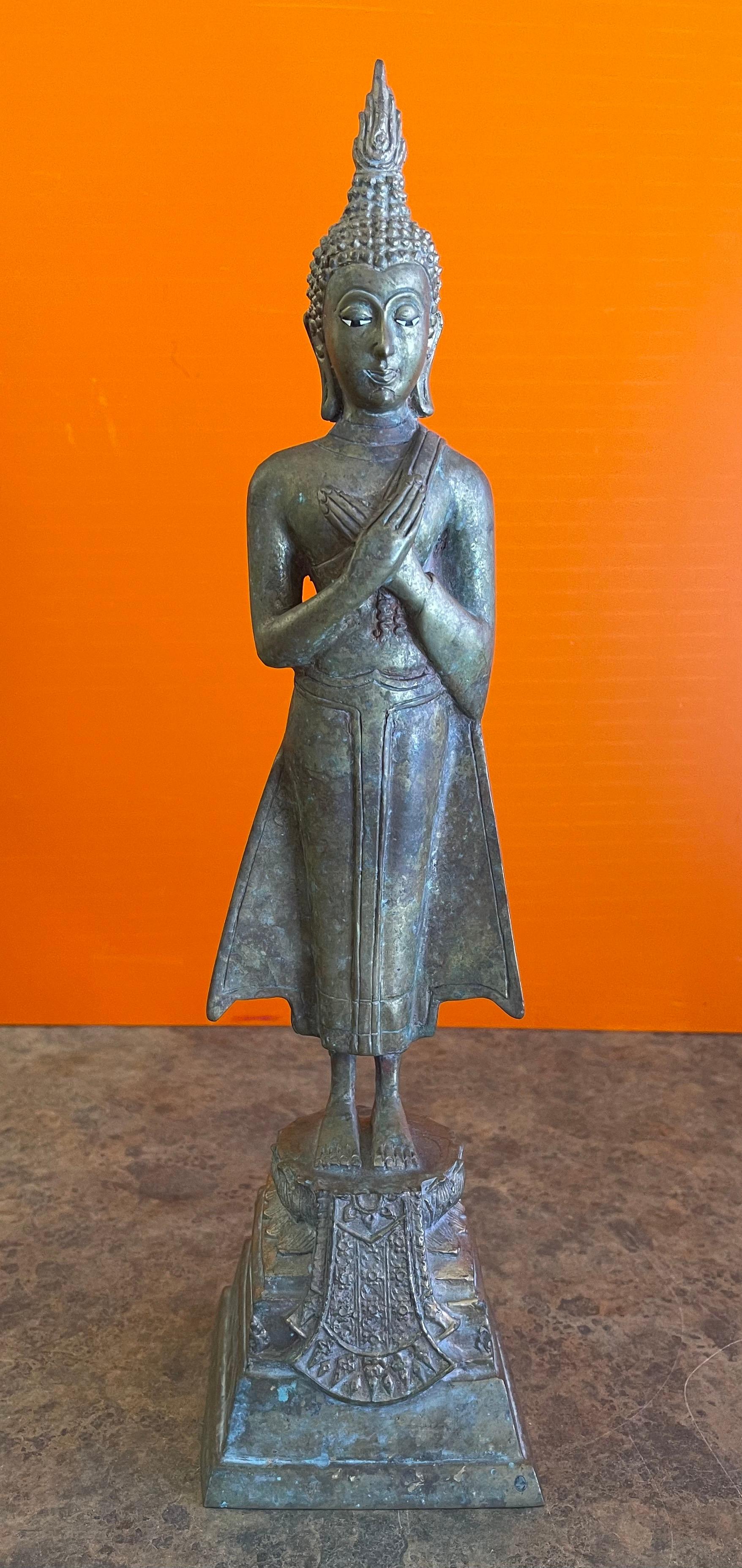 Antique Old Siam / Thai Cast Bronze Ayuttaya Buddha In Good Condition For Sale In San Diego, CA