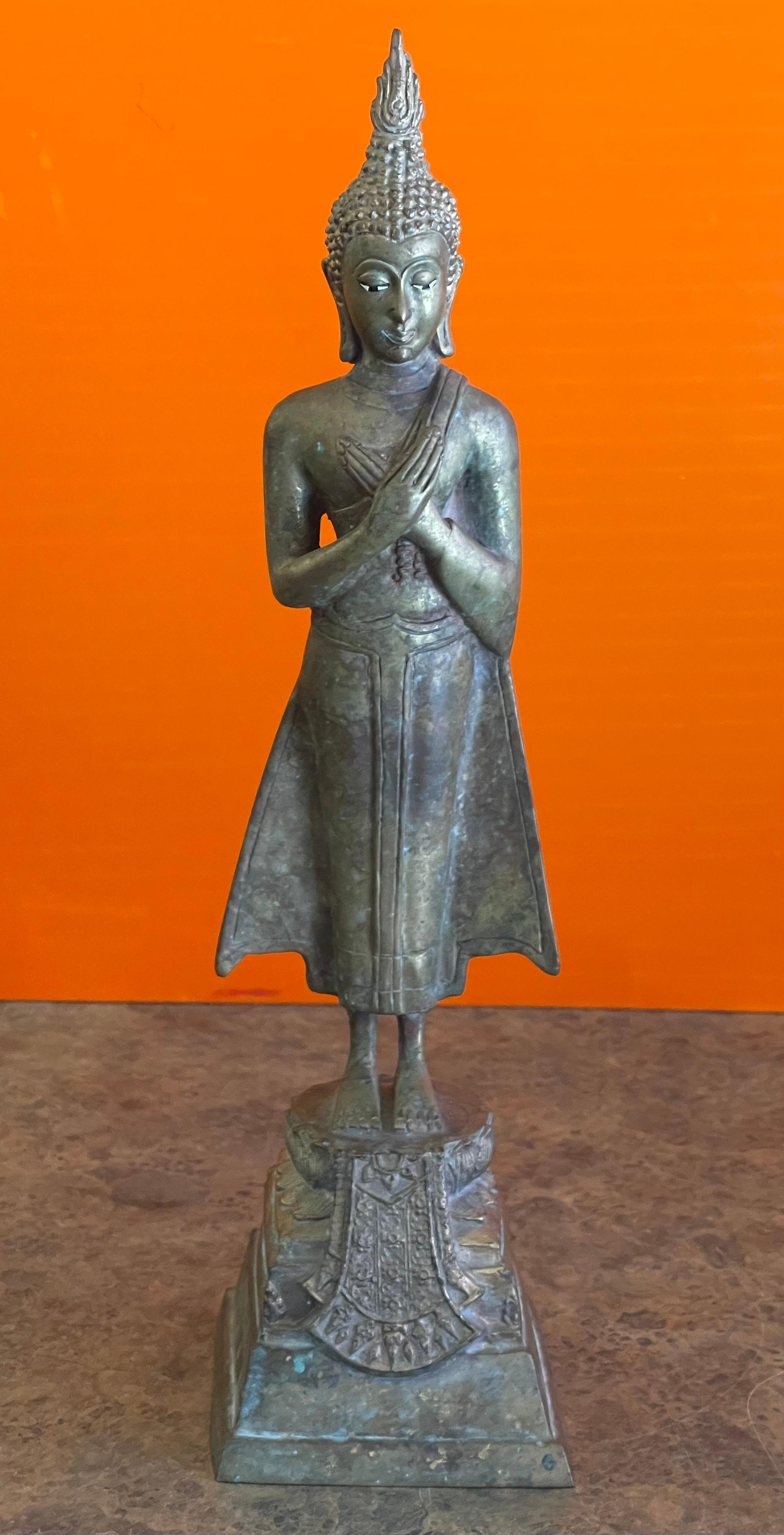 Antiker antiker Ayuttaya-Buddha aus gegossener Bronze aus altem Siam / Thai im Zustand „Gut“ im Angebot in San Diego, CA