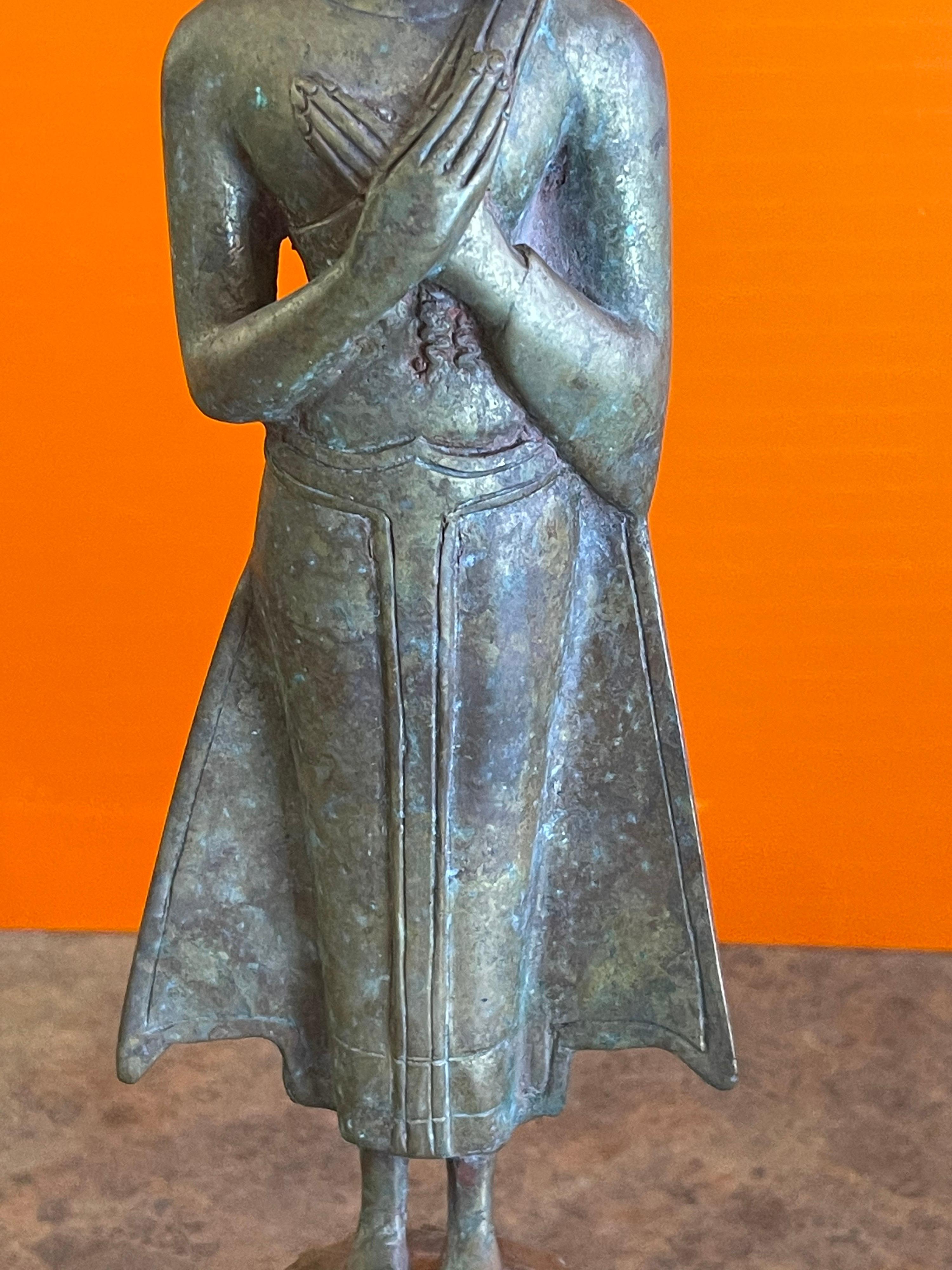 Antiker antiker Ayuttaya-Buddha aus gegossener Bronze aus altem Siam / Thai im Angebot 2