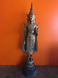Antique Old Siam / Thai Lacquered Gilt Bronze Ayuttaya Buddha