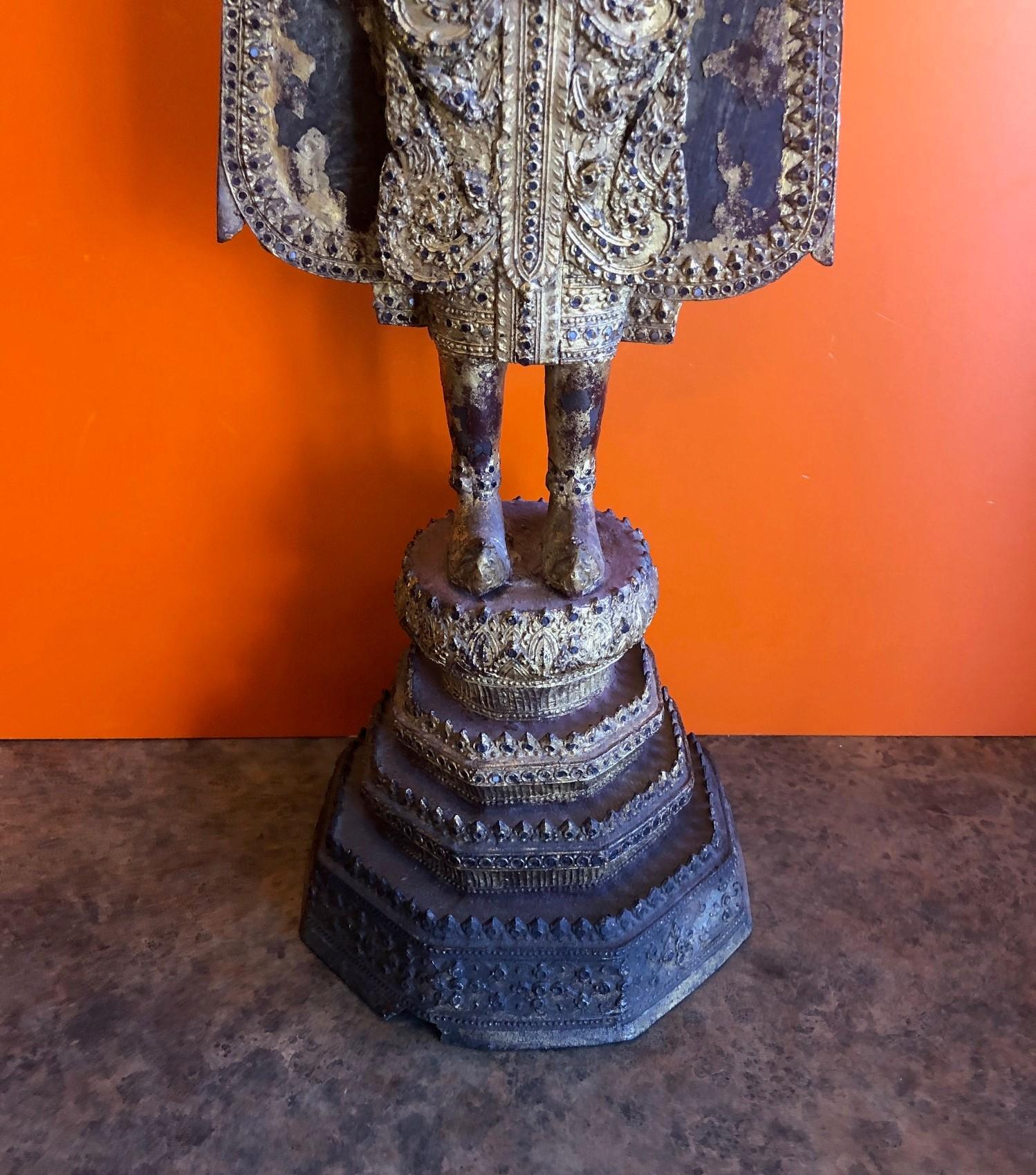 Antique Old Siam / Thai Lacquered Gilt Bronze Ayuttaya Buddha 1