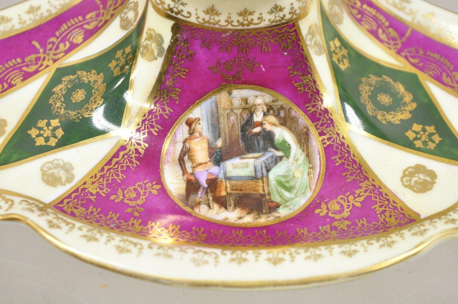Antique Old Vienna Paris Porcelain Inkwell and Ink Blotter Desk Set - 2 Pc Set For Sale 1