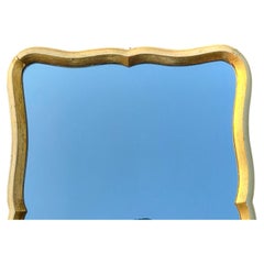Antique Old White Painted & Gilded Scallop Form Wood Mirror
