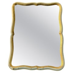 Antique Old White Painted & Gilded Scallop Form Wood Mirror