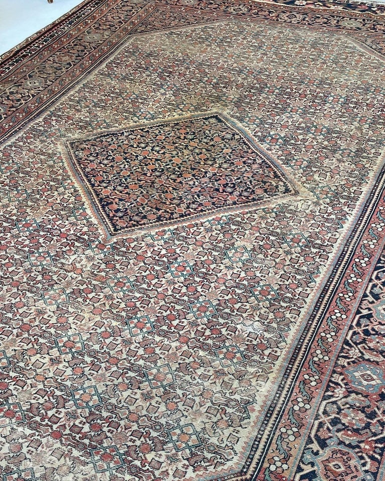 Old Timey Rug Antique Old-World Beauty Rug in Soft Eggshell Beige, circa 1910's For ...