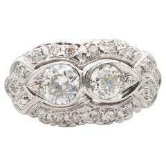 Antique Old‑Cut Diamond Ring – Estate Double Diamond Cluster Art Deco Euro Cut