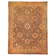 Antique  olive all over design oushak rug