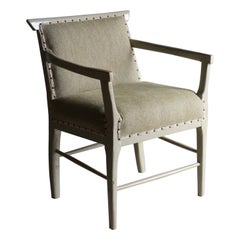 Antique Olive Green Painted Armchair, Sweden, 1900s