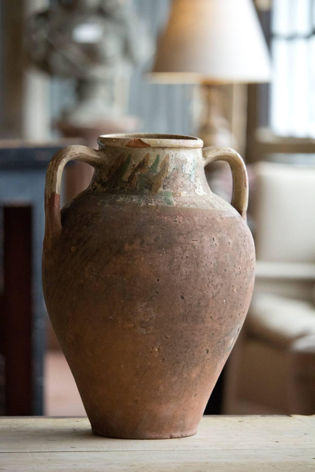 Antique Olive Oil Pot In Good Condition In Calgary, Alberta