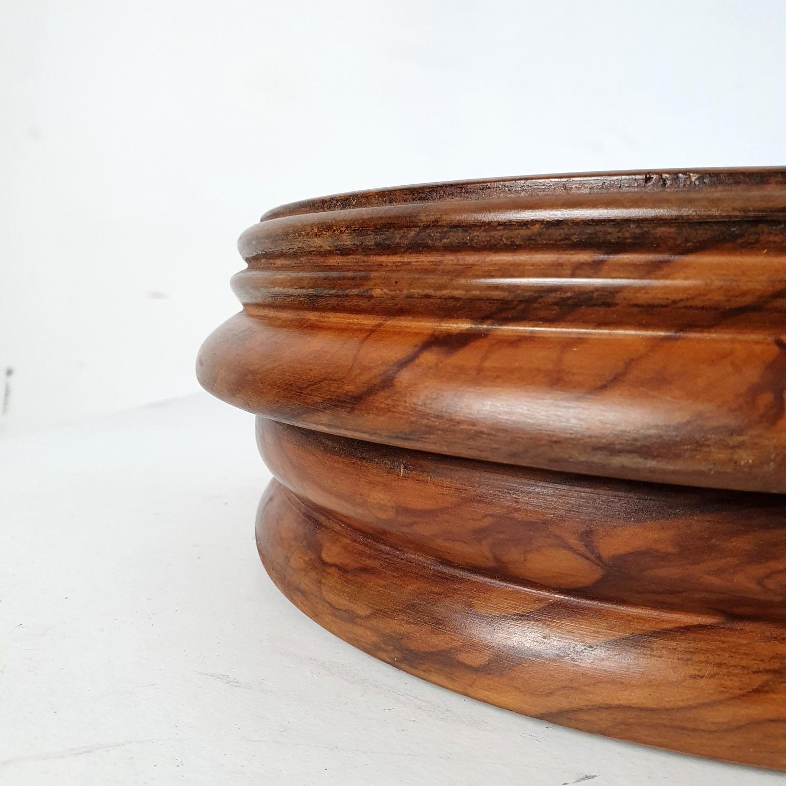 Arts and Crafts Antique Olive Wood Bowl Italy For Sale