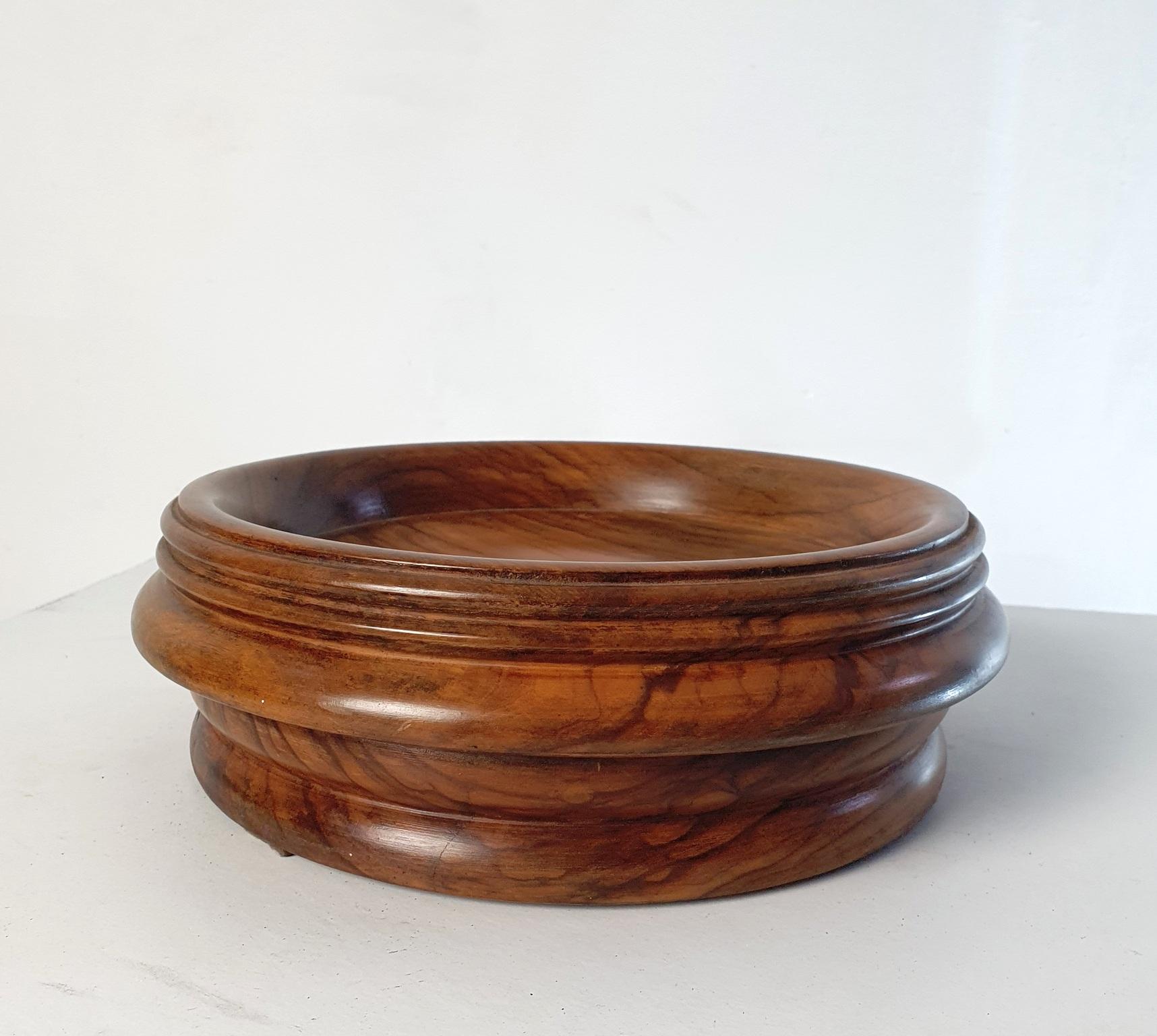Italian Antique Olive Wood Bowl Italy For Sale