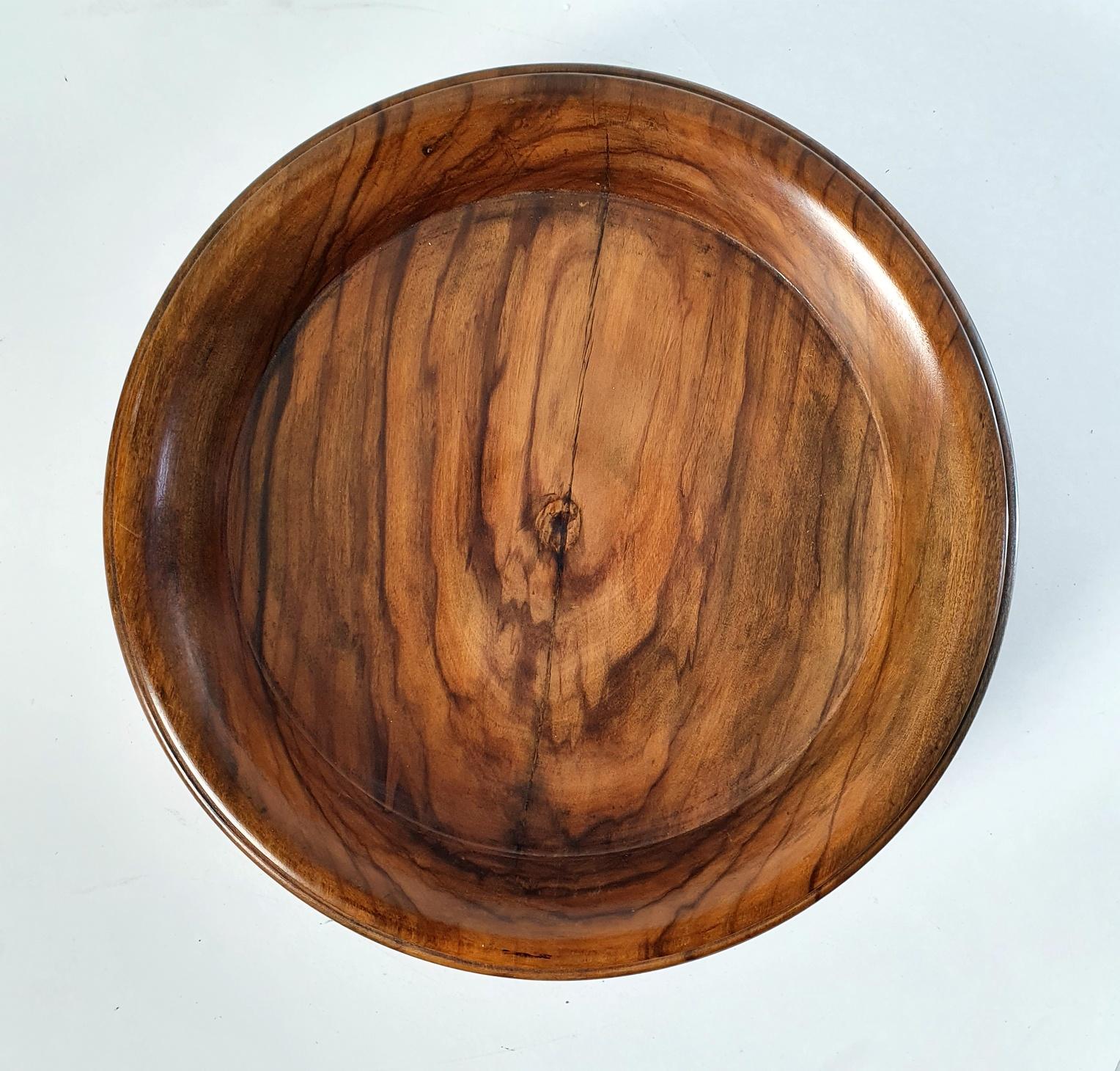 Turned Antique Olive Wood Bowl Italy For Sale