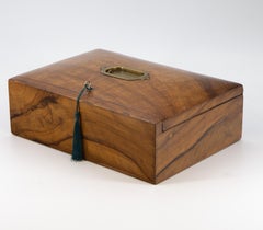 Antique Olive Wood Small Writing Desk Slope Stationery Box