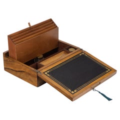 Antique Olive Wood Small Writing Desk Slope Stationery Box