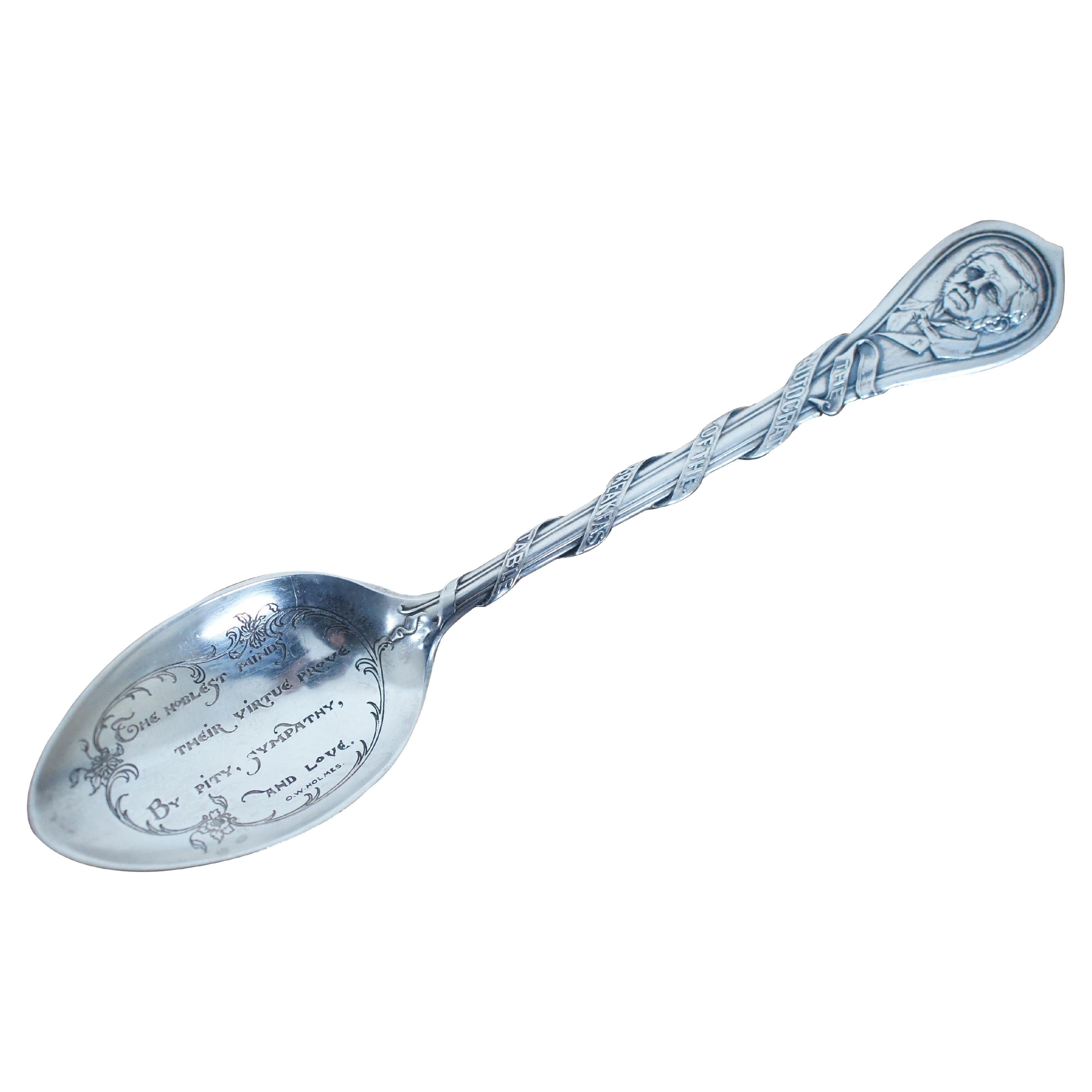 Antique Oliver Wendell Holmes Sterling Silver Souvenir Tea Spoon 27g 6"