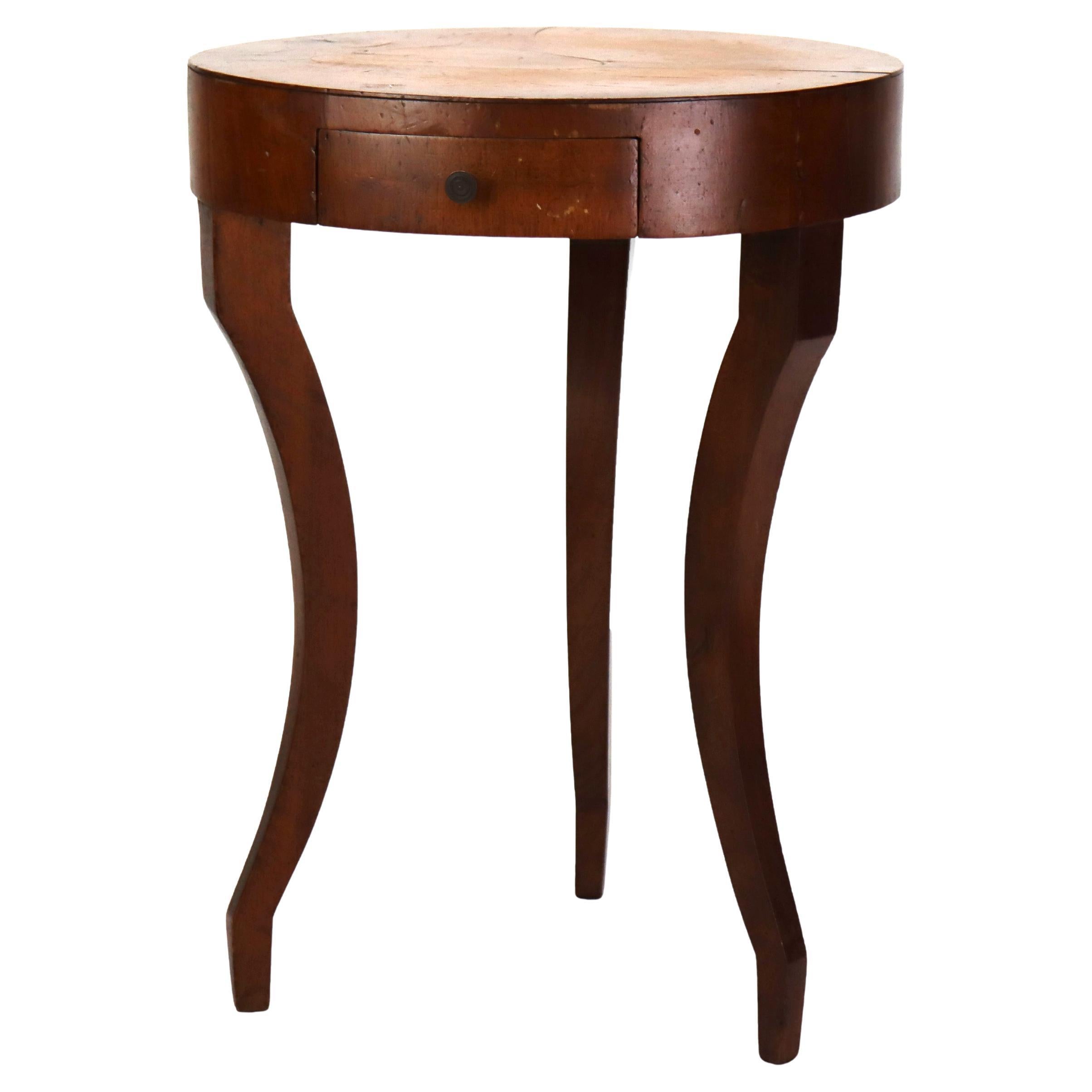 Antique Olivewood Veneer Cocktail Stand With Single Drawer C1890