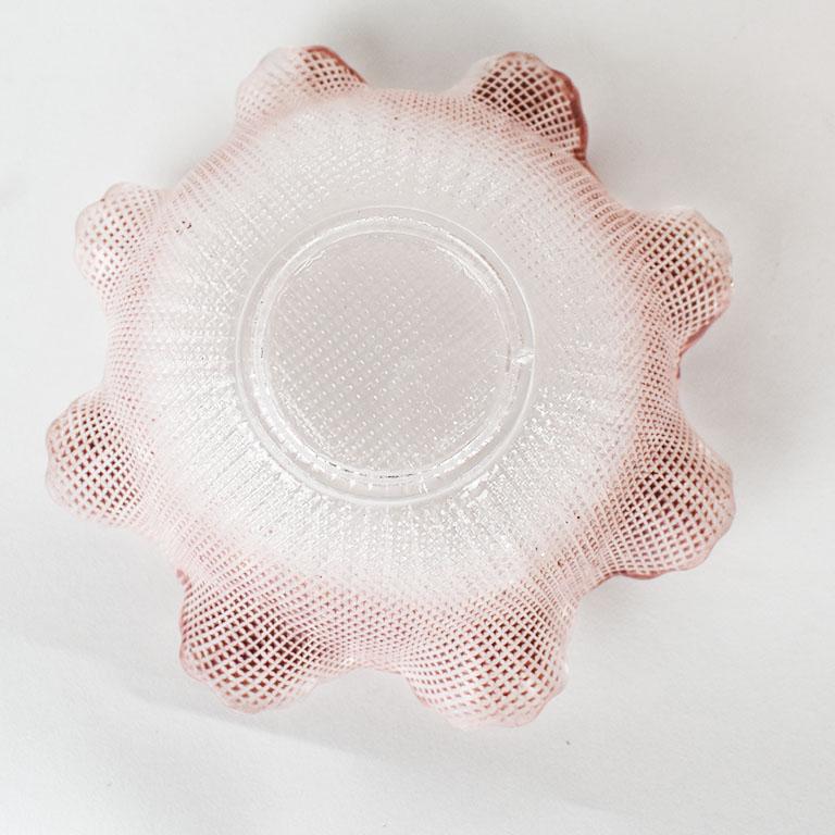 Antique Ombré Pink Scalloped Art Glass Candy or Ice Cream Dishes, Set of 11 For Sale 1