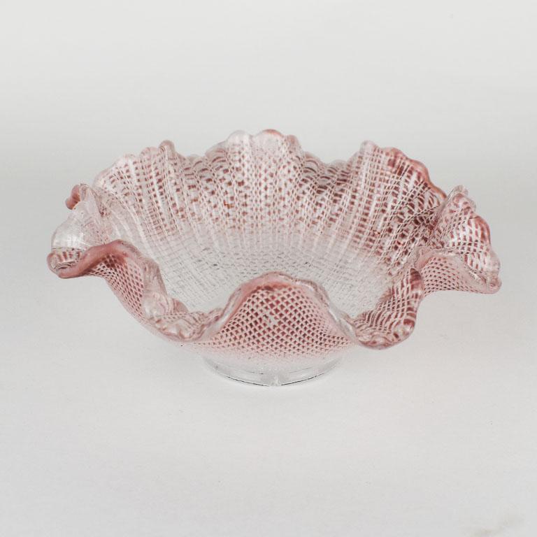 Antique Ombré Pink Scalloped Art Glass Candy or Ice Cream Dishes, Set of 11 For Sale 2