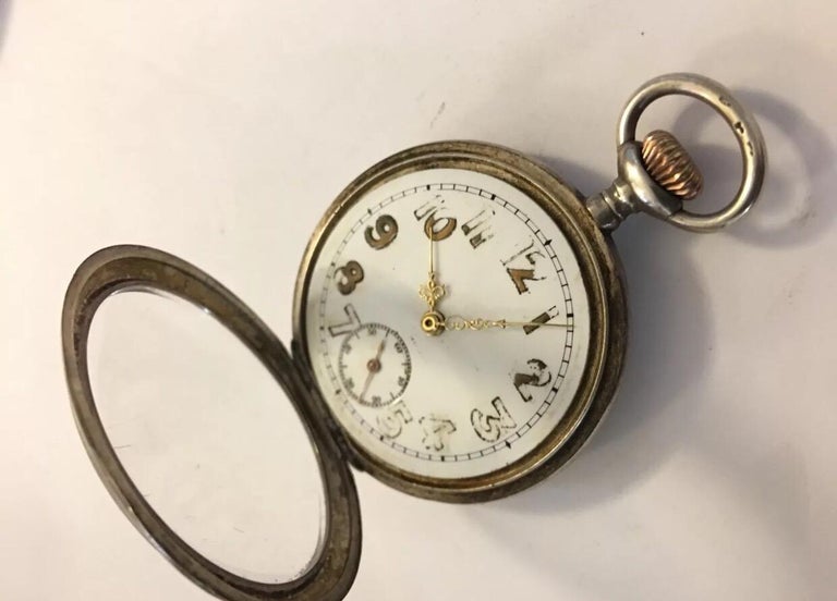 Antique Omega Silver Pocket Watch For Sale at 1stdibs