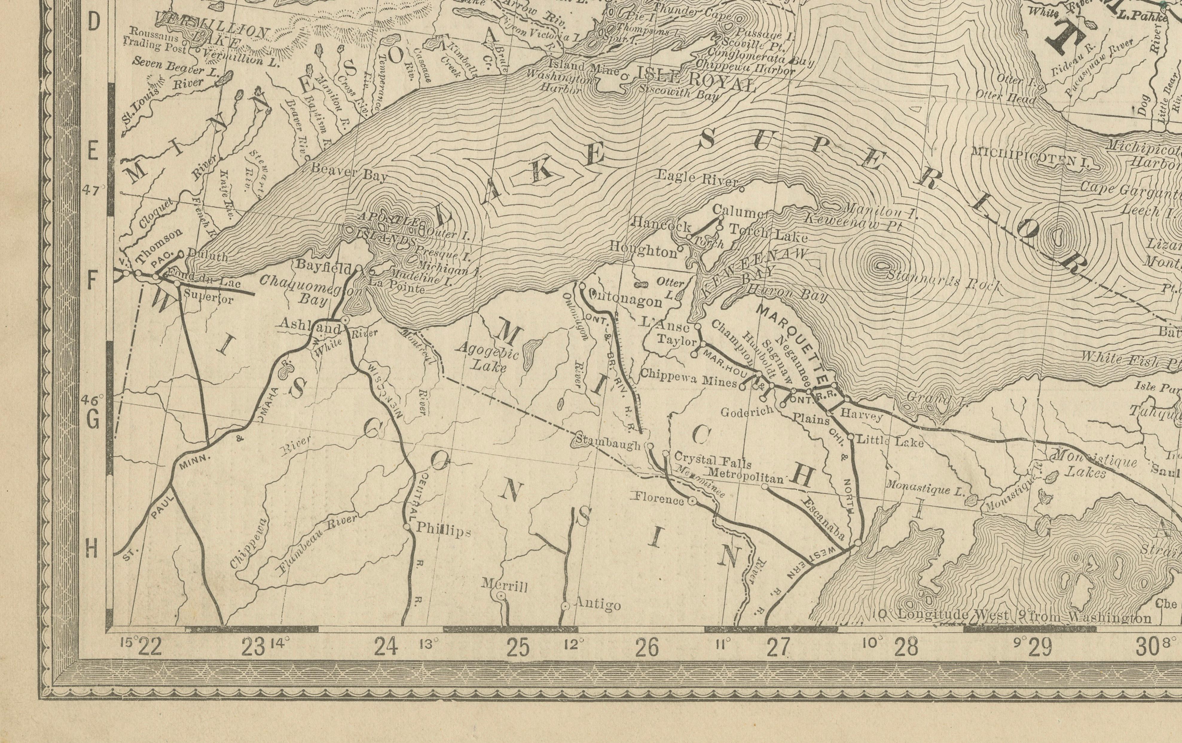 Antique Ontario Map Wall Art – Lake Superior & Northern Ontario, ca.1888
