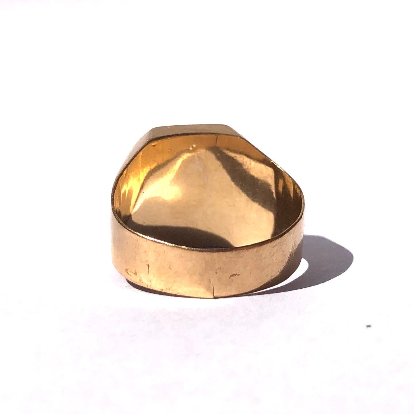 Art Deco Antique Onyx and 9 Carat Gold Signet Ring