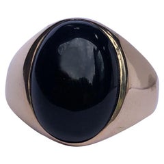 Antique Onyx and 9 Carat Gold Signet Ring