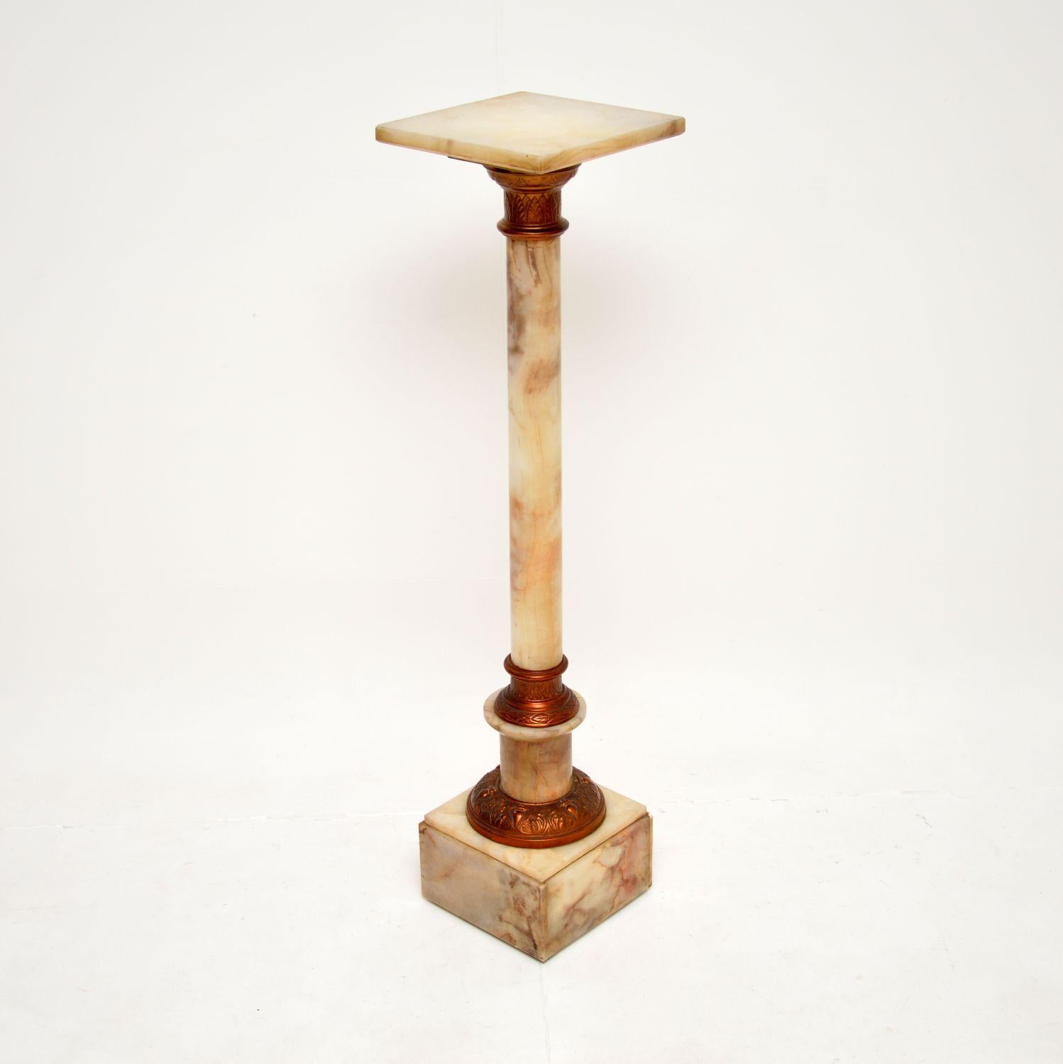 Neoclassical Antique Onyx and Brass Column For Sale