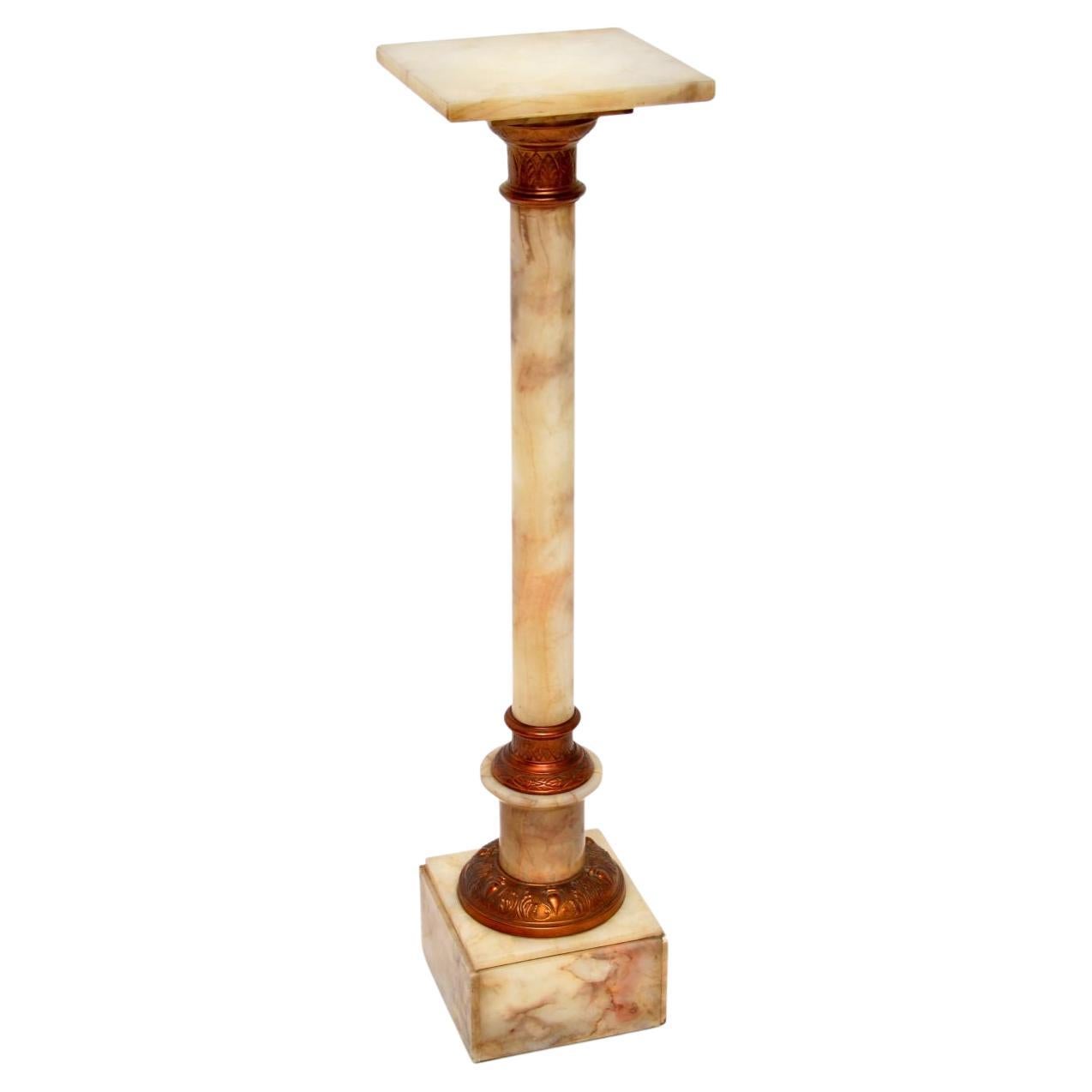 Antique Onyx and Brass Column For Sale